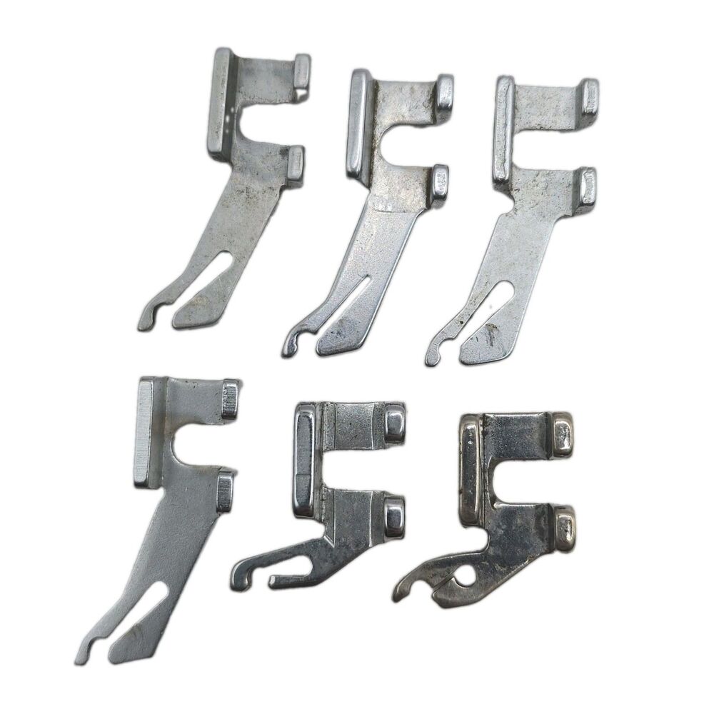Lot of 6 Vintage Industrial Sewing Machine Scroll Hemmer Feet Soles Singer 54216